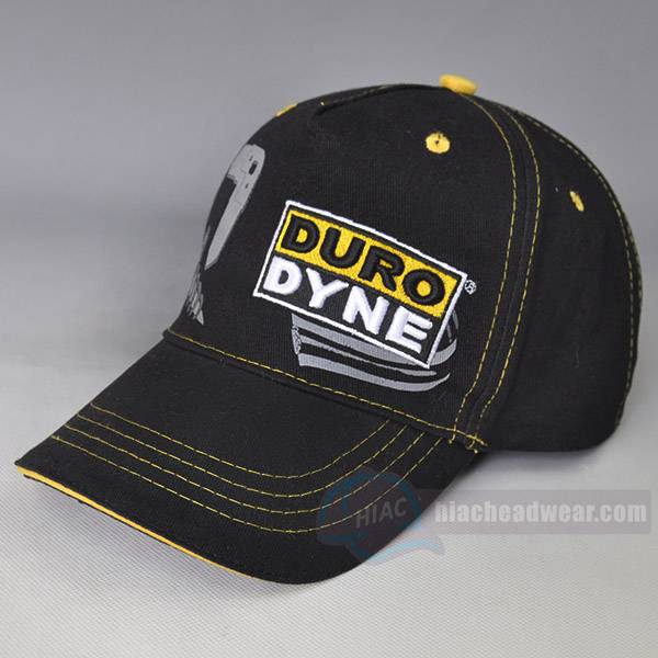 Custom emb black baseball cap left