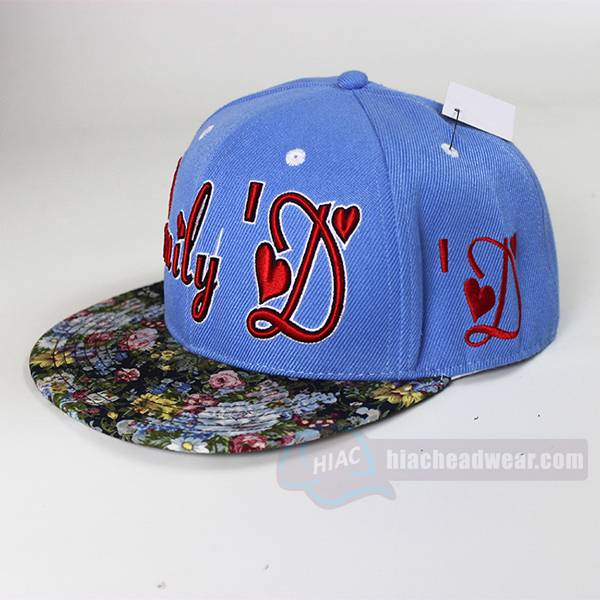 custom snapback caps online Floral brim blue