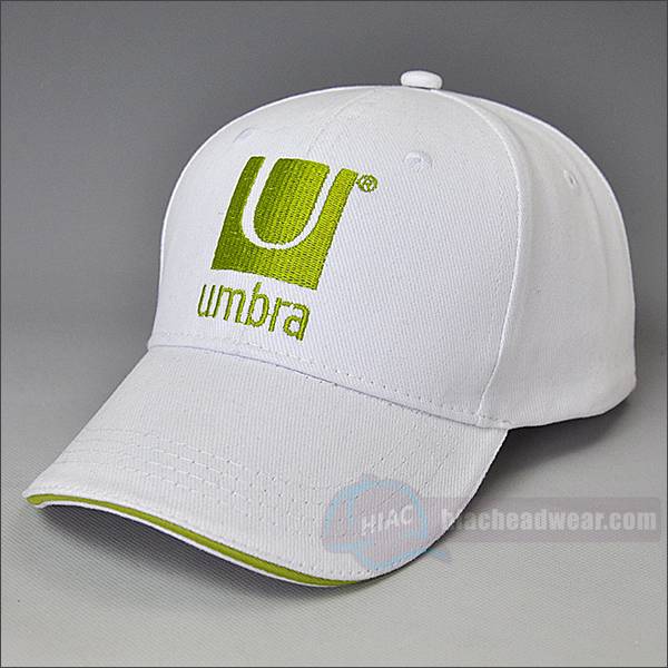 custom white emb cotton baseball cap left